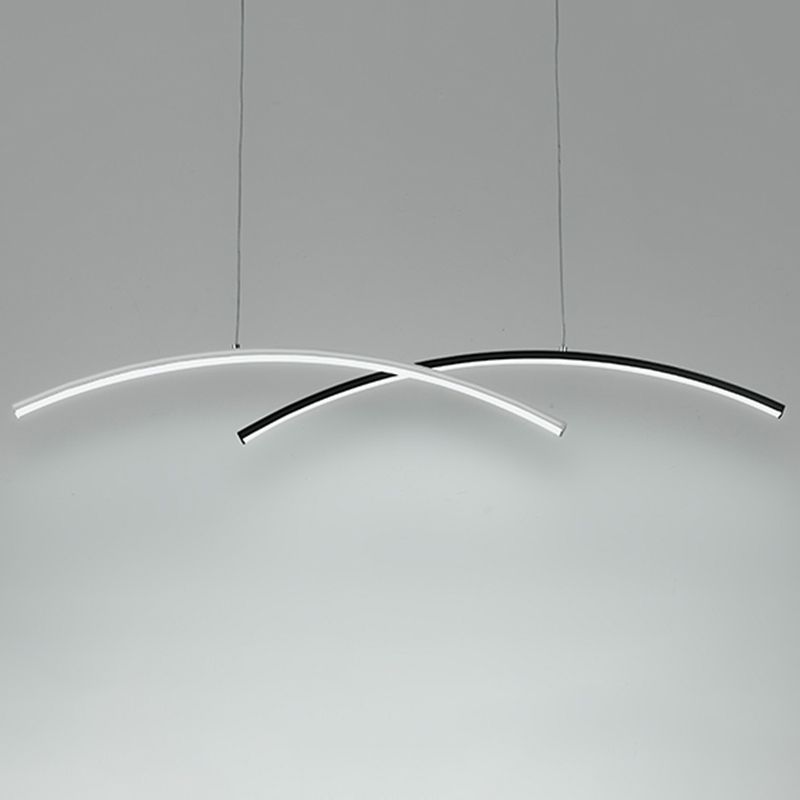 Black and White Arc Ceiling Lighting Simplicity LED Metal Hanging Island Light for Living Room
