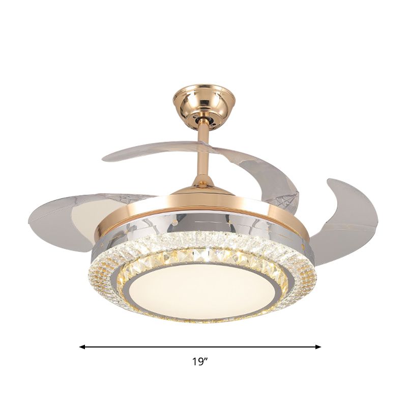 Mont semi-luxueuse à 3 lames Bloc cristallin minimaliste 19 "LED LED LED VAN PLAFIER GOLD VIGHT