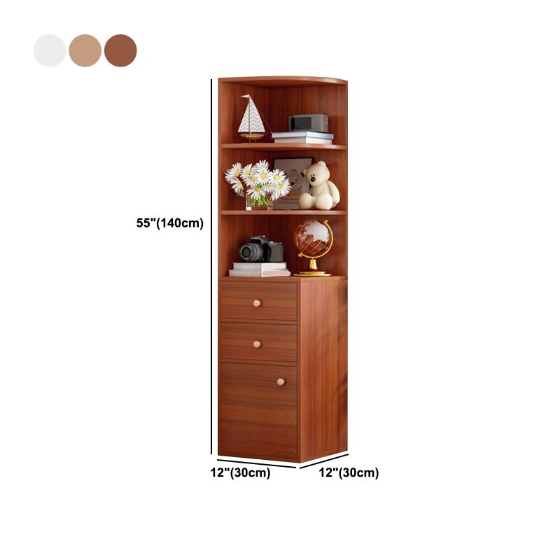 Modern Wooden Bookcase Storage and Display Shelves 64.2" H X 15.7" W Bookshelf with Drawer