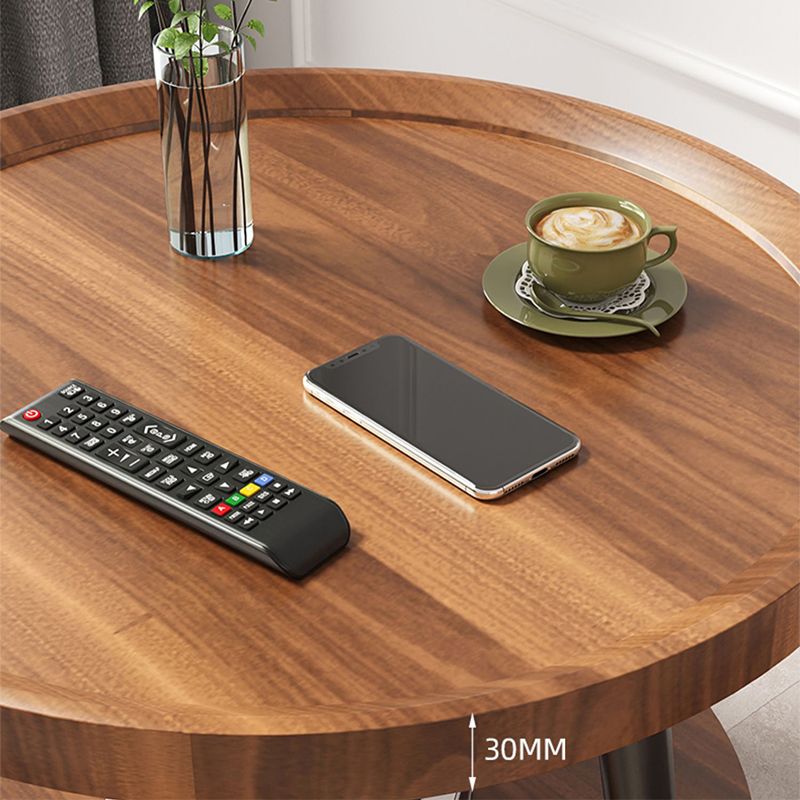 Wood Cocktail Table 3 Legs Modern Single Coffee Table with Shelf