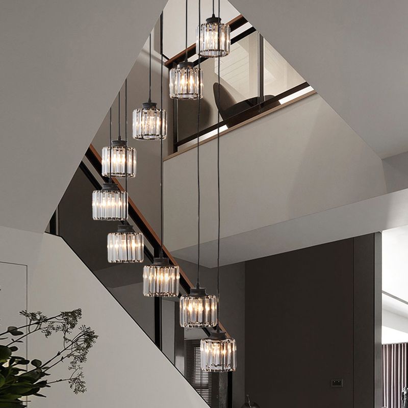 Cilindro colgante de lámparas colgantes colgante de techo de cristal simple moderno para escalera