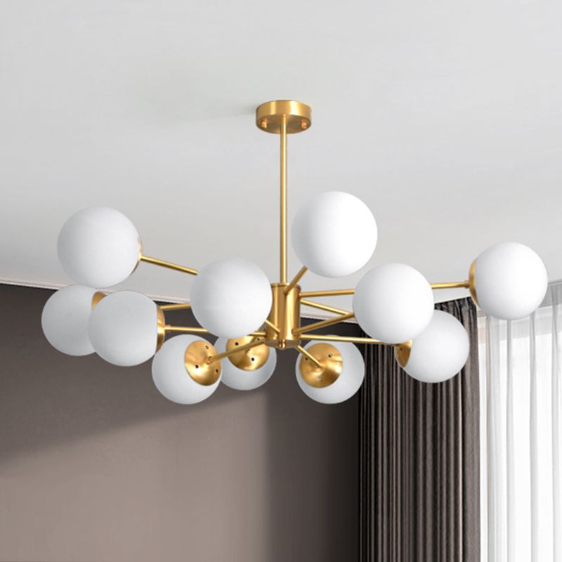 Modern Chandelier Light Fixtures Multi-Head Living Room Hanging Pendant Lamps with Glass Shade