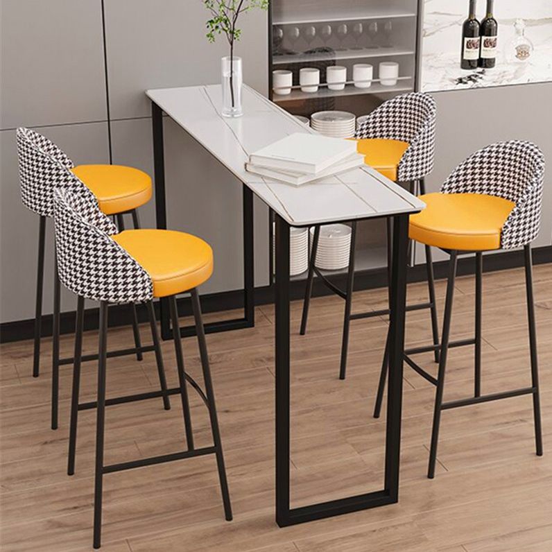 Glam Metal Barstool Faux Leather Cushion in Matte Finish for Indoor
