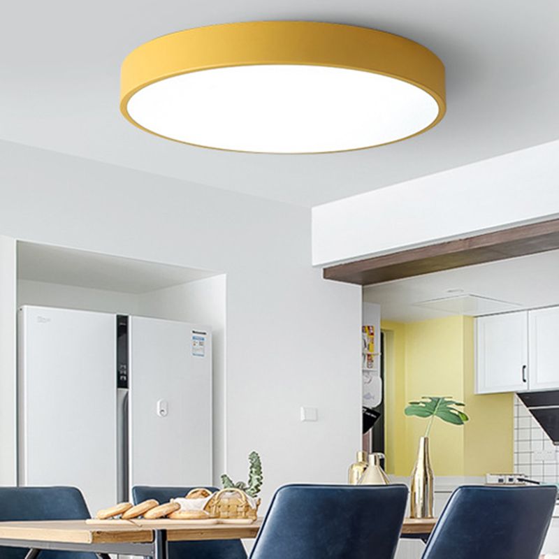 Thin Round Led Flush Mount Ceiling Light Modern Minimalist Macaron Style Aisle Balcony Bedroom Study Lamps