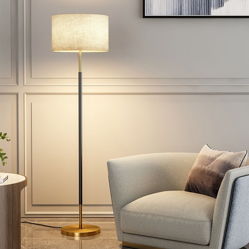 Fabric Cylinder Floor Lamp Modern Style Floor Light for Living Room