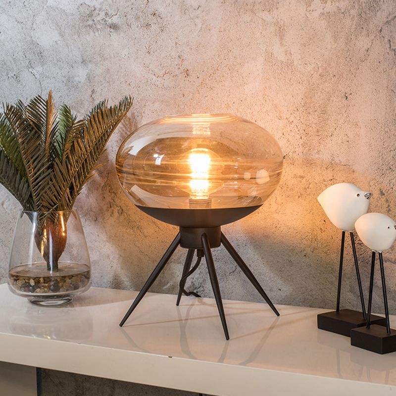 Ovaal metalen nachtkastje licht modern cognacglas 1-kops woonkamer nachtkastje lamp