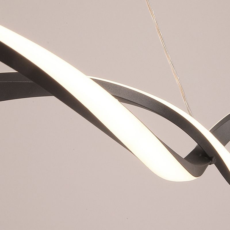 Metal Linear Shape Chandelier Light Modern 2 Lights Chandelier Light Fixture in Black