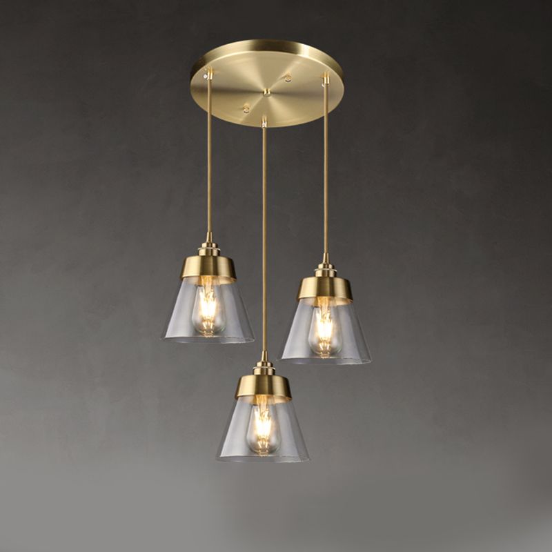 Glazen bronzen hangende lamp in moderne luxe stijl koper afgeknotte kegel hanger licht voor eetkamer