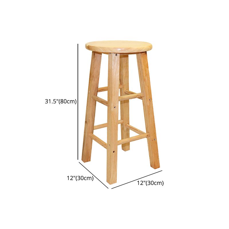 Modern Armless Backless Counter Stool Wood Cashier Bar Stool with Wooden Seat and Pedal