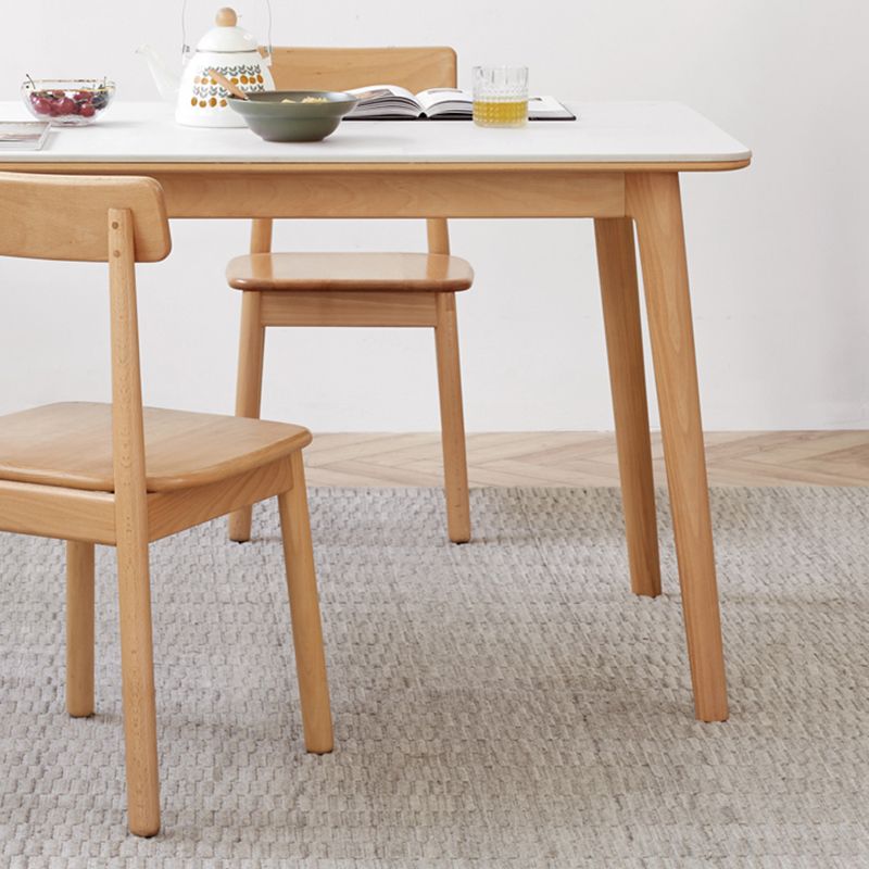 Modern Stone Rectangle Dining Table Wooden Legs for Dining Room