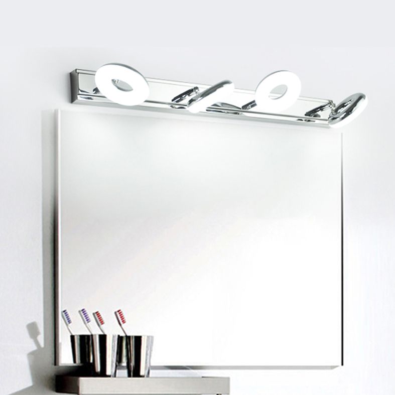 Lámpara de espejo simple moderno lámpara de espejo de acero inoxidable de acero inoxidable luz de espejo de maquillaje ajustable para baño