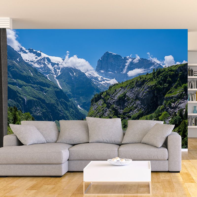 Photography Snowy Mountain Mural Wallpaper for Guest Room Decor, Made to Measure