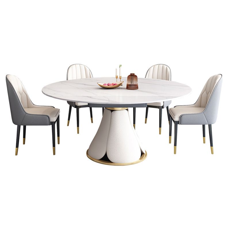 Modern Pedestal Round Dining Table Stone Table for Dining Room Kitchen