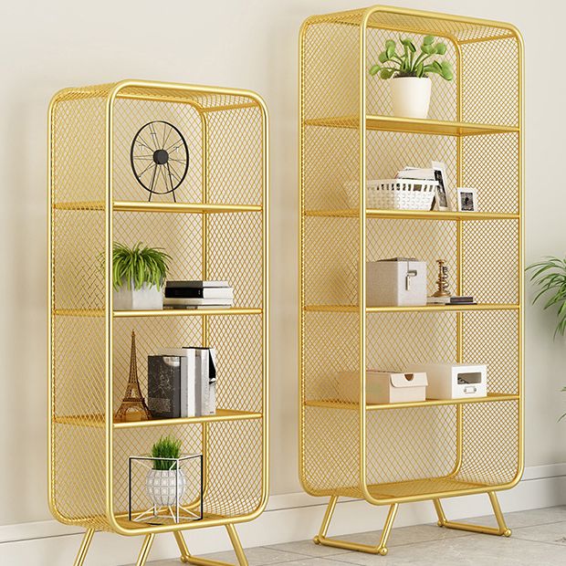 Glam Metal Bookshelf Closed Back with Shelves Bookcase Vertical