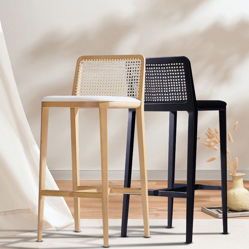 Solid Wood Counter Height Stools with Footrest for Living Room