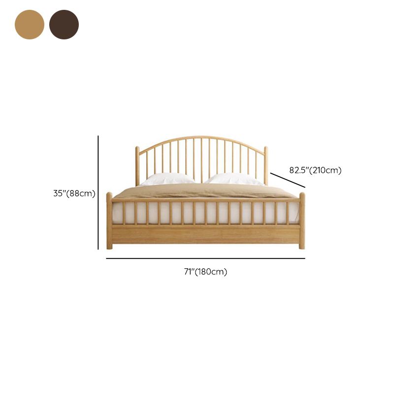 Northern European Wood Slat Bed Frame With Headboard and Footboard