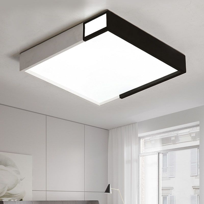 Viereckige Form LED Flush Mount Light Simple Metal Schwarz und Weiß Deckenlicht Flush Mount