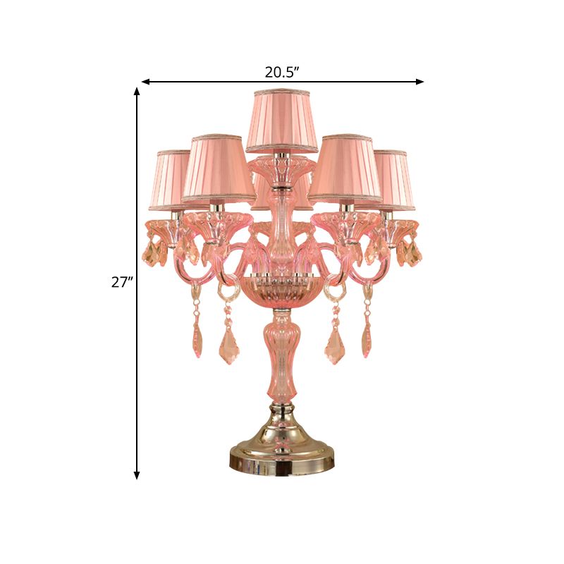 Table à coucher de bougies Lumières Crystal Spears traditionnelles 5/6/7 Bulbes de nuit rose LAMPE DE NEULLE