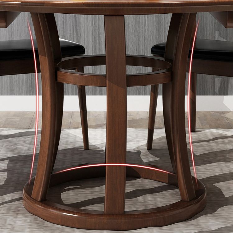 Mesa de madera maciza redonda minimalista Mesa de comedor estándar de cocina con base de pedestal