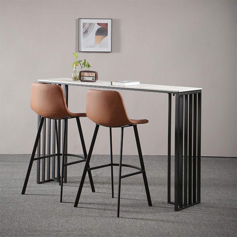 Modern Marble Table with Rectangle Table Top Black Sled Table - 42" H
