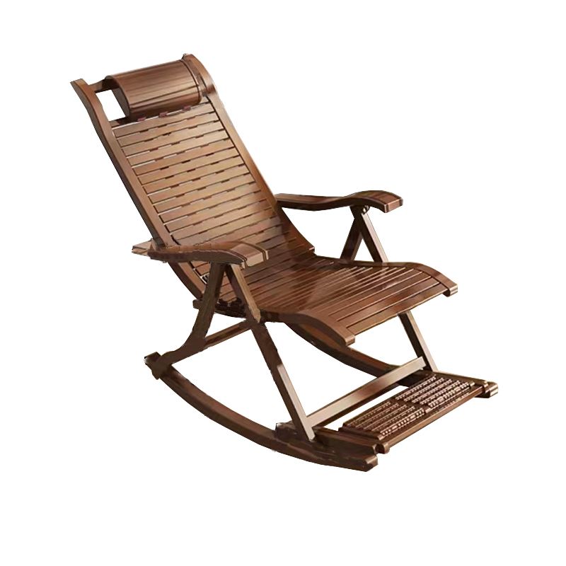 Solid Wood Rocking Chair Bamboo with Padded Seat Rocker Chair Ergonomic