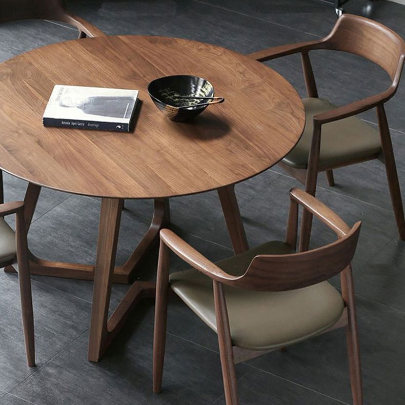 Contemporary 1/2/4 Pieces Furniture Round Solid Wood Dining Set in Brown