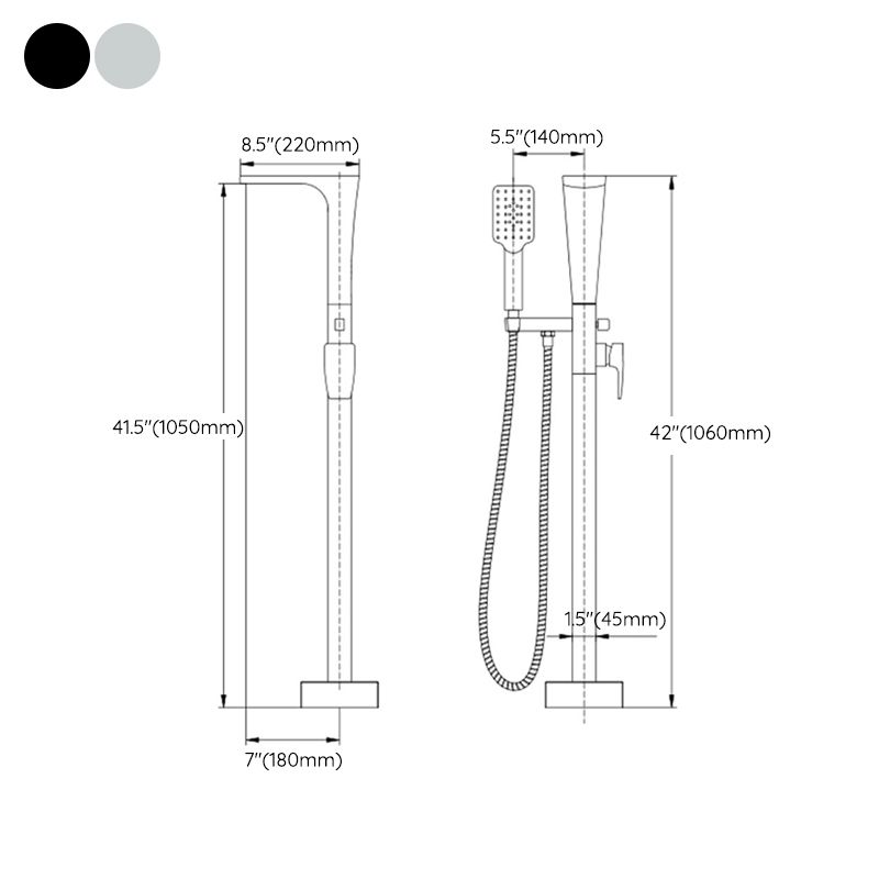 Floor Mounted Copper Bathtub Faucet Single Handle Freestanding Tub Filler Trim