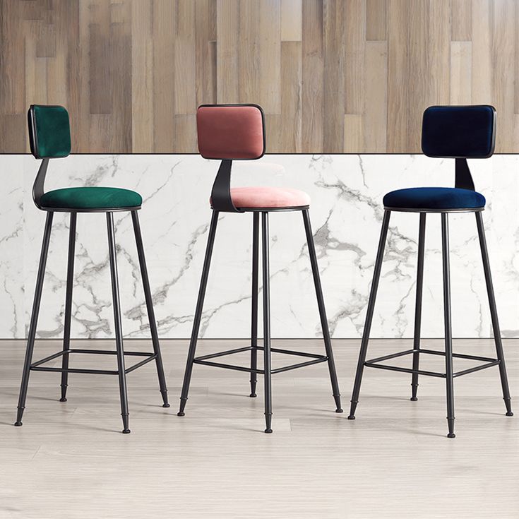 Contemporary Style Barstool Round Low Back Bar Stool with Black Frame