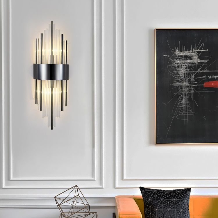 Kristallzylindrische Wandleuchte moderne Stil 2 Leuchten Wandmontierte Lampen