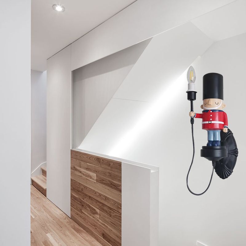 Resin Solider Wall Light met kaarsen 1 hoofd doos wandschenken in het zwart voor Foyer Kitchen