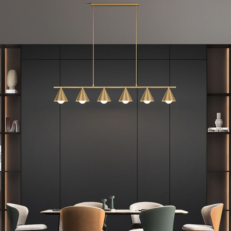 Luci dell'isola a cono Luce a soffitto dell'isola metallica contemporanea in oro