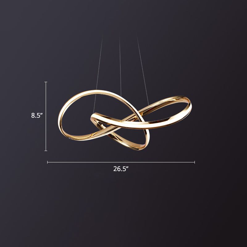 Twist Aluminum Chandelier Artistic Gold LED Hanging Ceiling Light for Dining Room