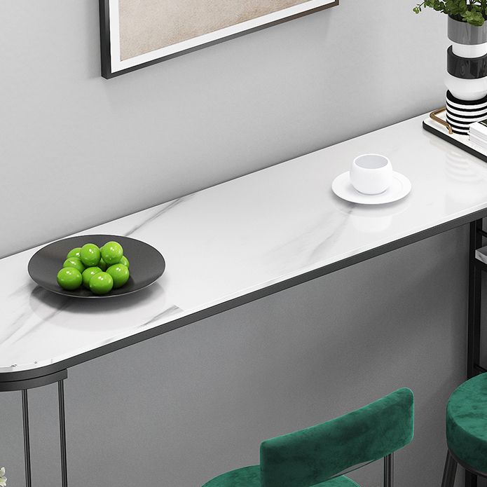 Modern Bar Dining Table Indoor Bar Height Pub Table Iron Base with Shelves