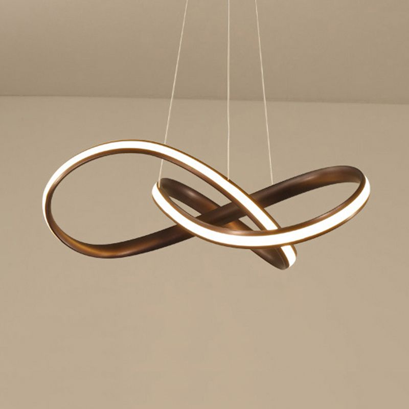 19.5"/27.5" Wide Black/White/Brown Bent Ceiling Light Fixture Simple LED Acrylic Chandelier Pendant in Warm/White Light