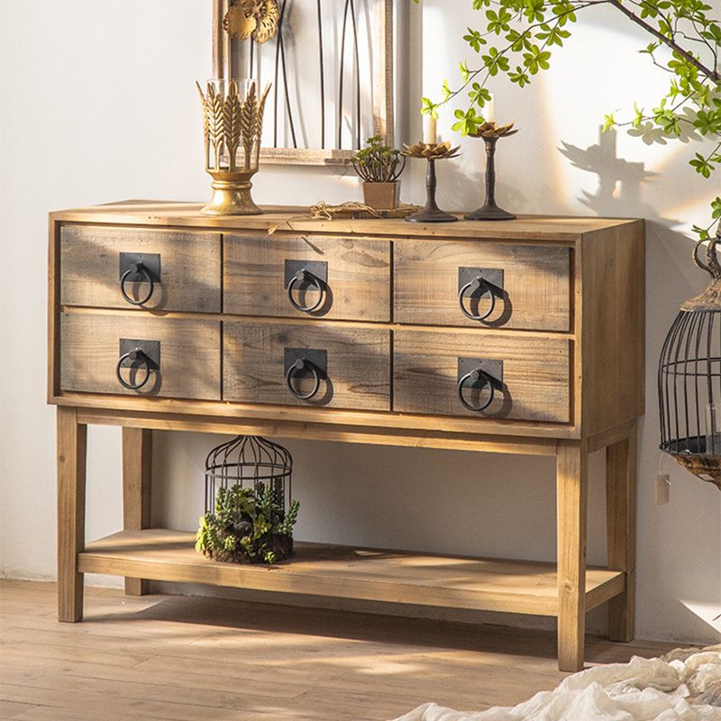 Traditional Solid Wood Double Dresser Horizontal Storage Chest Dresser for Bedroom