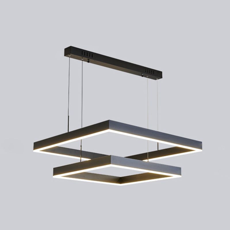 Modern Simplicity Squared Pendant Chandelier Acrylic Hanging Light Fixture for Living Room