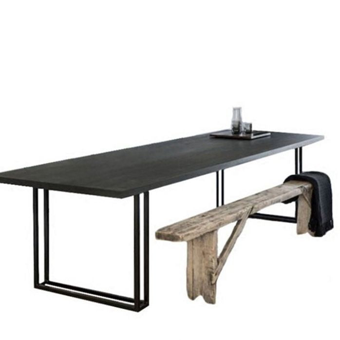 Rectangle Industrial Dinner Table Dining Room Solid Wood Dining Table