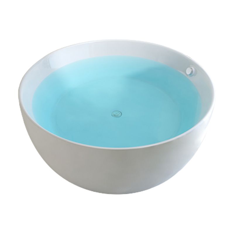 Modern Round Acrylic Bathtub Center Drain and Overflow Trim Tub