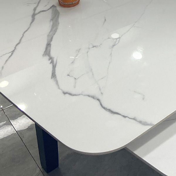 Modern Dining Table White Rectangle Table with 4 Legs for Dining Room