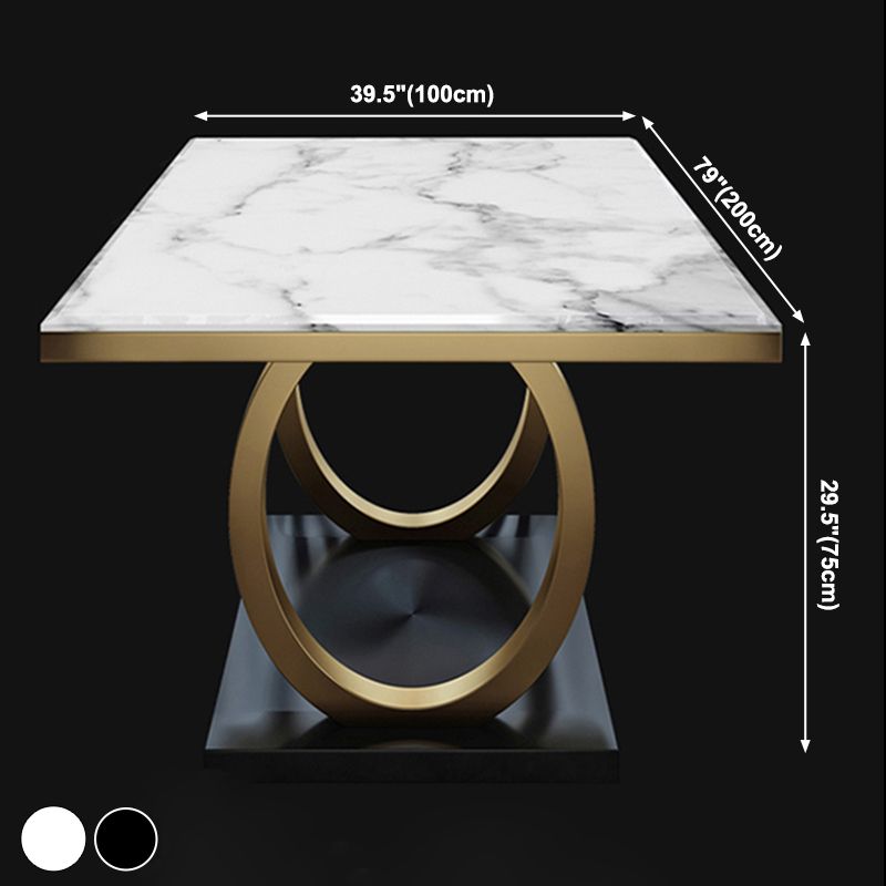 Metaal traditionele luxe rechthoek binnen tafel gesinterde stenen tafel met metalen schok