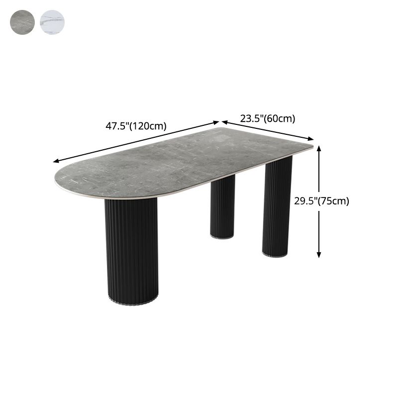 Mesa de comedor de piedra sinterizada Mesa de comedor casera moderna con base de metal