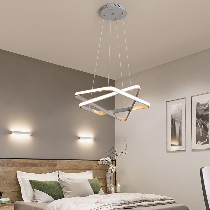 Seamless Acrylic Hanging Light Modern White LED Chandelier Lighting in Warm/White Light
