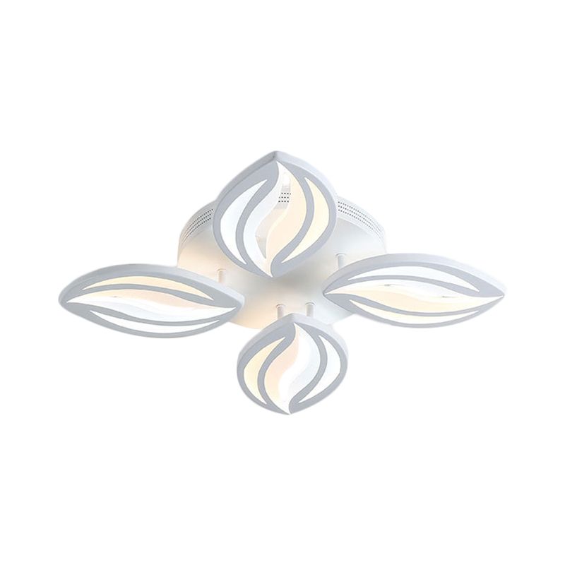 4/6 luces LED de techo de al ras del dormitorio LED con tono acrílico de hojas Luz de montaje de montura de color blanco en luz cálida/blanca/natural