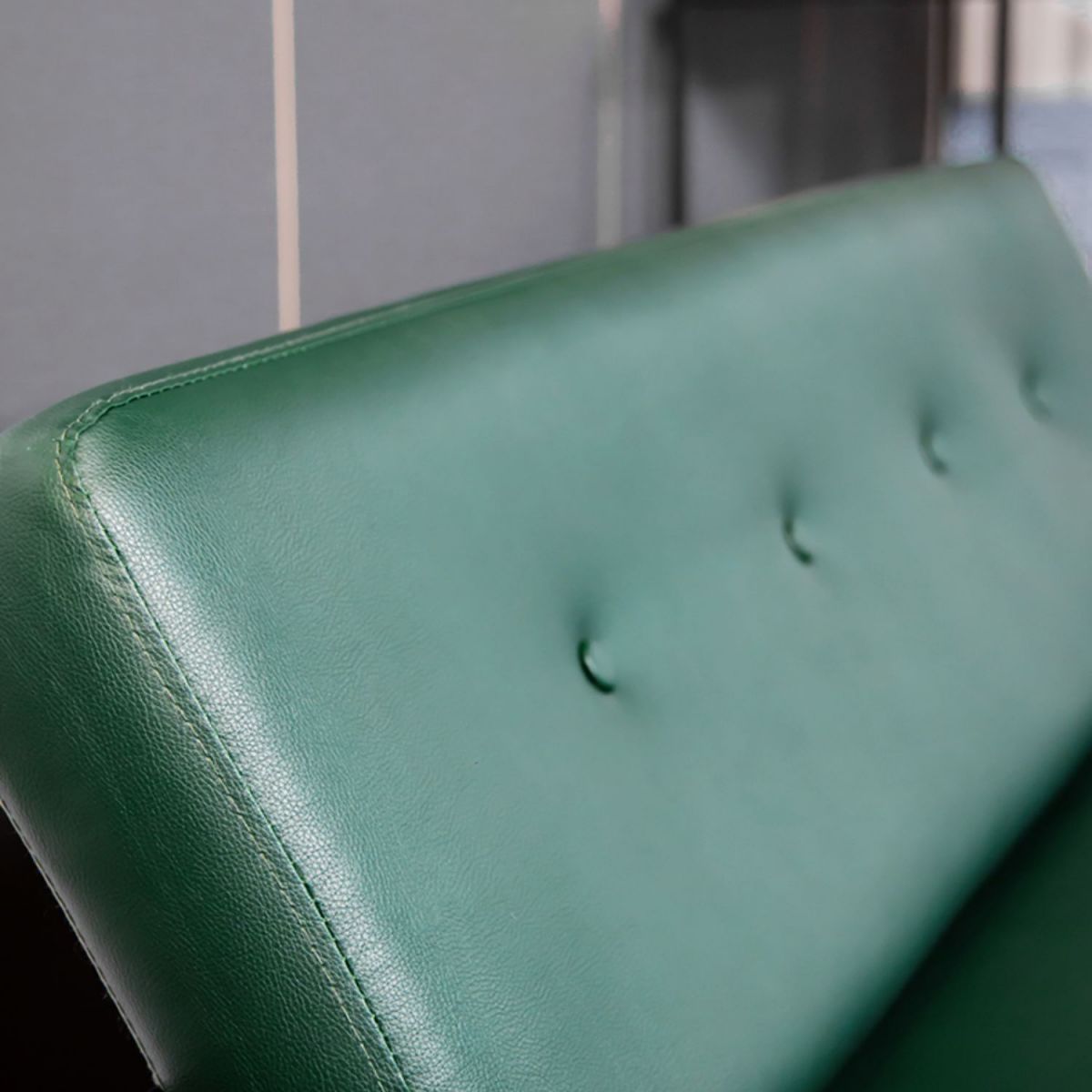 Faux Leather Sofa 27.55" High Mid Century Modern Recessed Arm Sofa