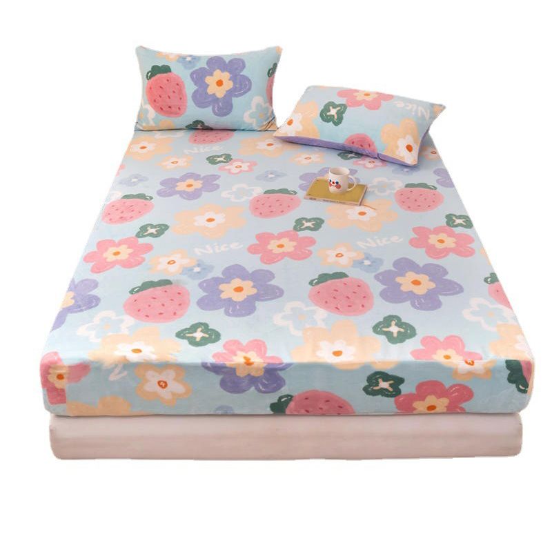 1/2-Piece Bed Sheet Set Flannel Low Profile Animal Print and Floral Bed Sheet