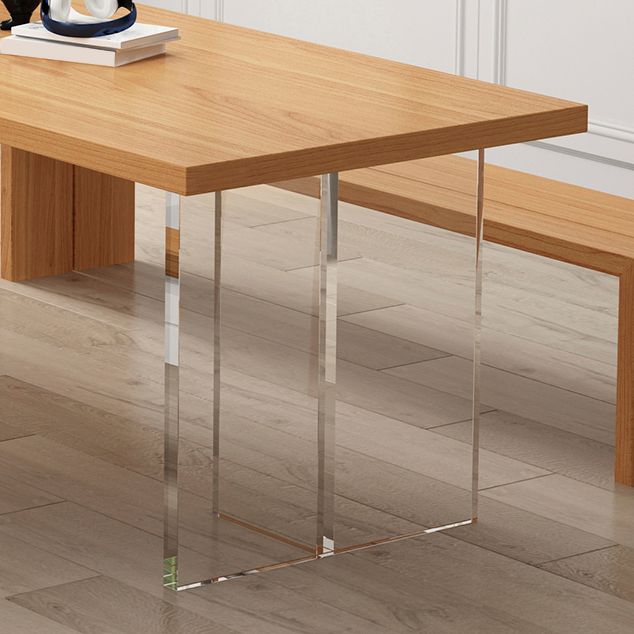 Modern Wood Table in Brown for Restaurant Rectangle Table with Acrylic Base