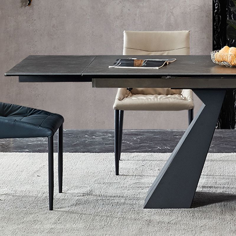 Modern Simple Dining Table Rectangle Dinner Table with Metal Base for Dining Room