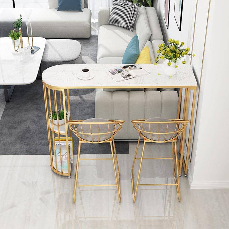 1/3 Pieces Luxurious Irregular Shape Pub Table Set Artificial Marble Top Bar Table Set