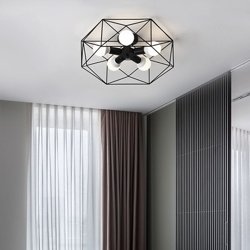 Retro Flush Mount Ceiling Light Caged Ceiling Lamp for Bedroom