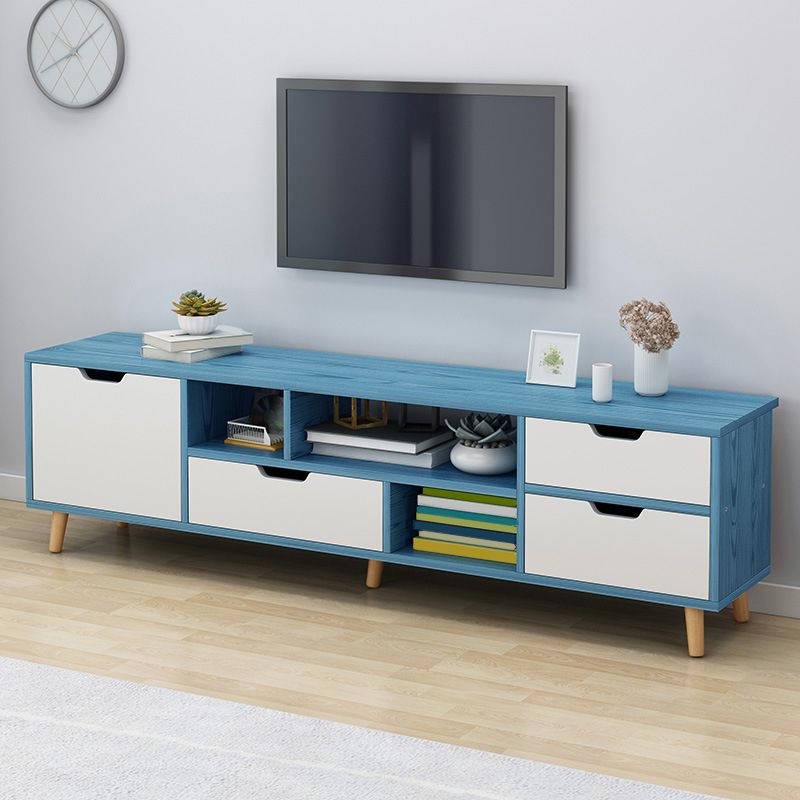 Scandinavian Open Shelving TV Media Console Wood Stand Console for Living Room